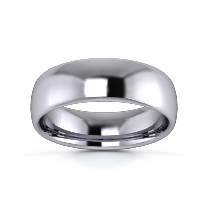 18K White Gold 6mm Medium Weight Slight Court Wedding Ring