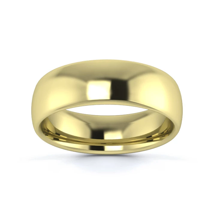 9K Yellow Gold 6mm Medium Weight Slight Court Wedding Ring