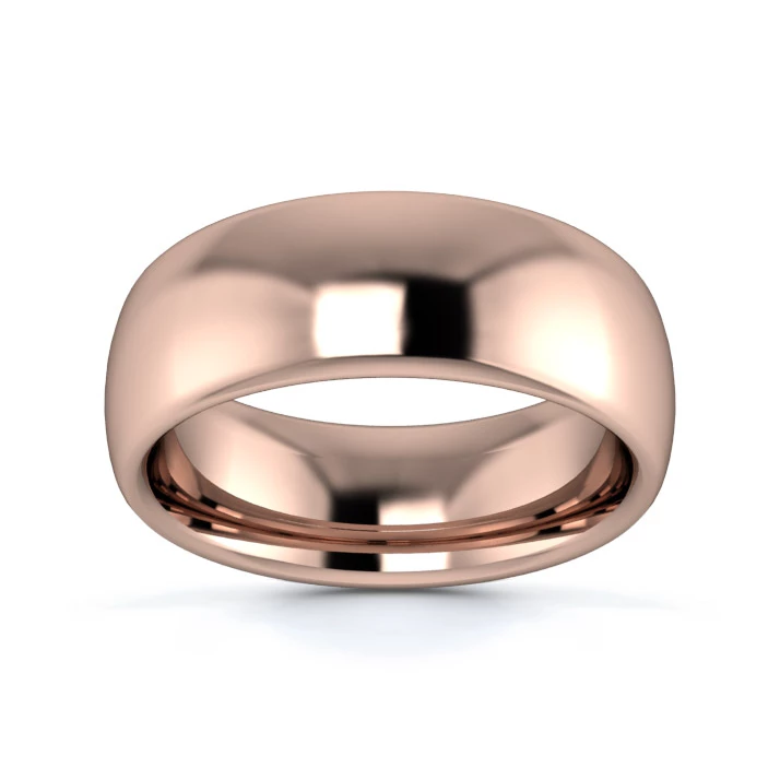 9K Rose Gold 7mm Heavy Weight Slight Court Wedding Ring