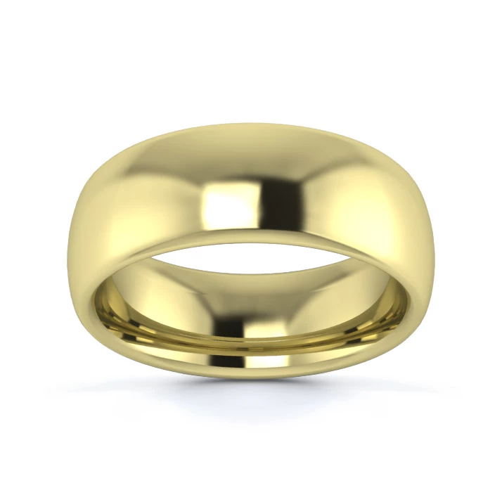18K Yellow Gold 7mm Heavy Weight Slight Court Wedding Ring