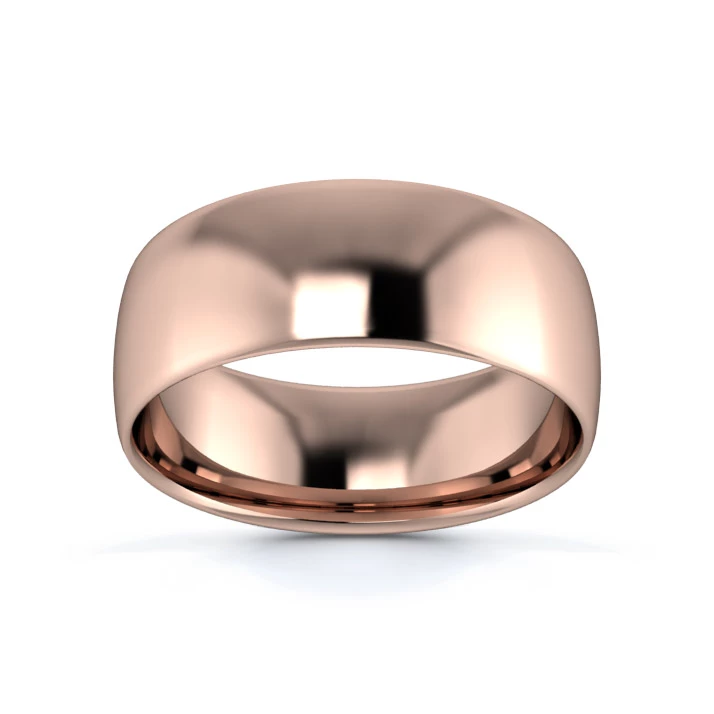 18K Rose Gold 7mm Light Weight Slight Court Wedding Ring
