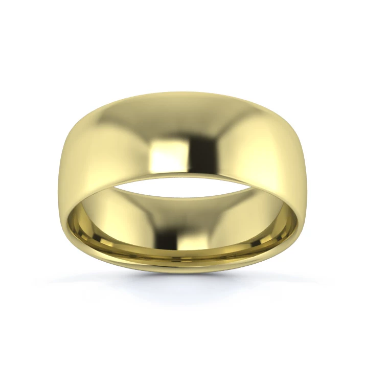 9K Yellow Gold 7mm Light Weight Slight Court Wedding Ring