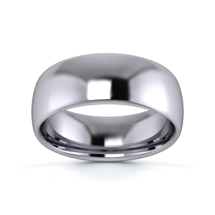 18K White Gold 7mm Medium Weight Slight Court Wedding Ring