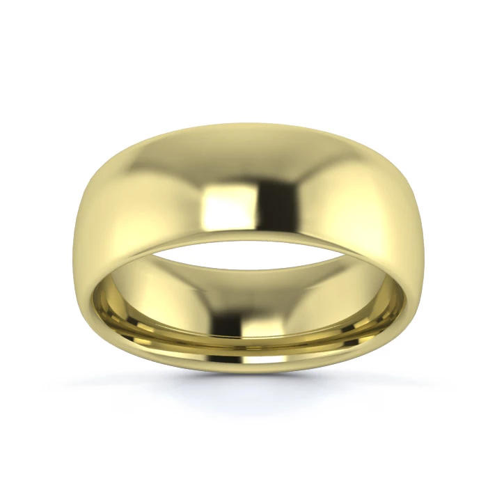 9K Yellow Gold 7mm Medium Weight Slight Court Wedding Ring