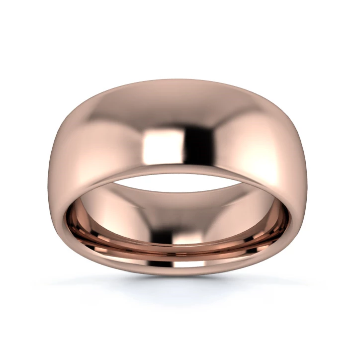 9K Rose Gold 8mm Heavy Weight Slight Court Wedding Ring