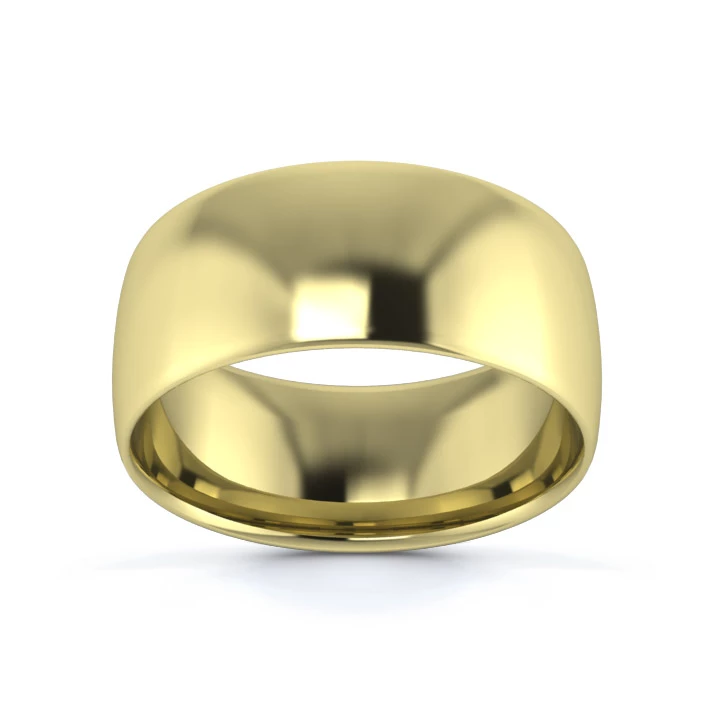 9K Yellow Gold 8mm Light Weight Slight Court Wedding Ring