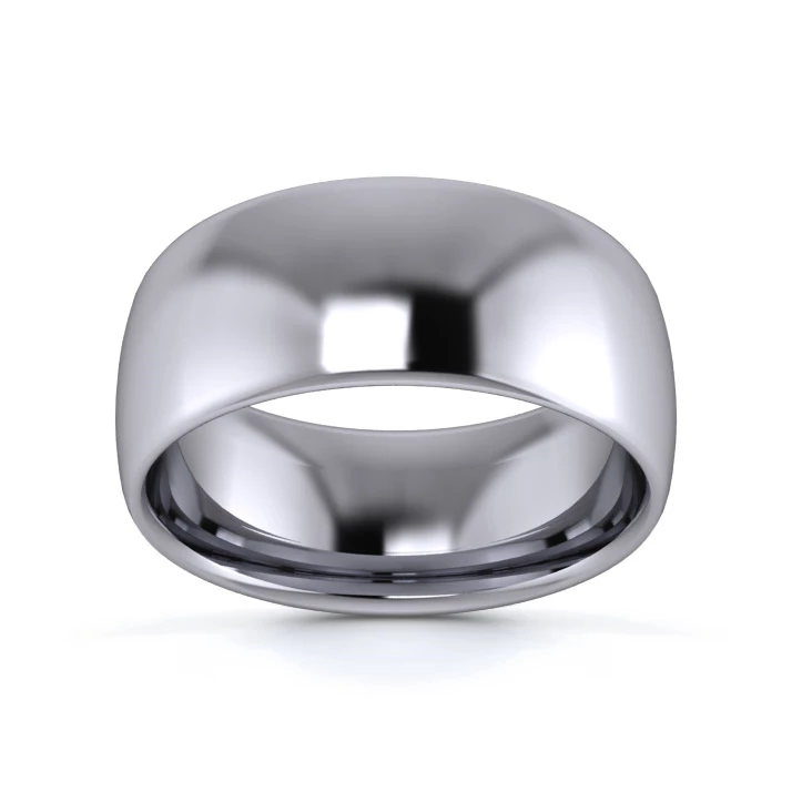 9K White Gold 8mm Medium Weight Slight Court Wedding Ring