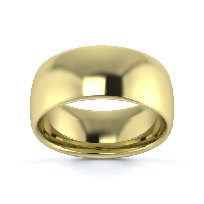 18K Yellow Gold 8mm Medium Weight Slight Court Wedding Ring