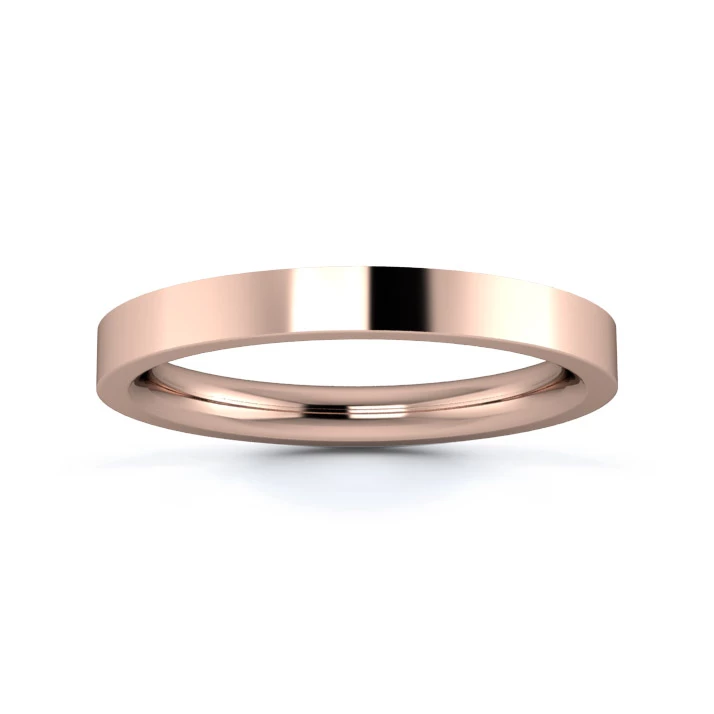 18K Rose Gold 2.5mm Heavy Weight Flat Court Wedding Ring