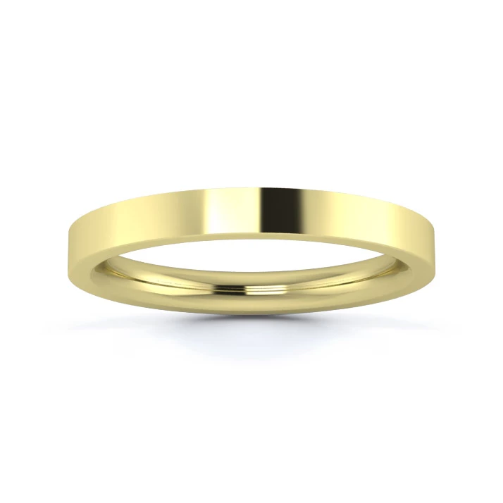 18K Yellow Gold 2.5mm Heavy Weight Flat Court Wedding Ring