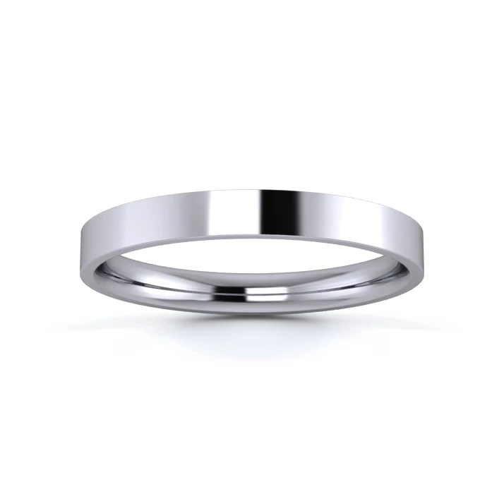 9K White Gold 2.5mm Light Weight Flat Court Wedding Ring