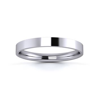 Platinum 950 2.5mm Light Weight Flat Court Wedding Ring