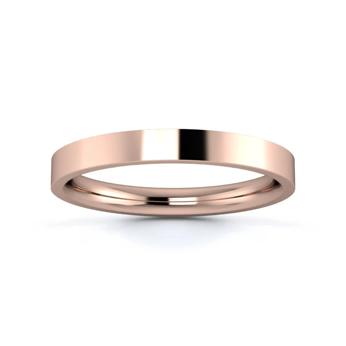 9K Rose Gold 2.5mm Medium Weight Flat Court Wedding Ring