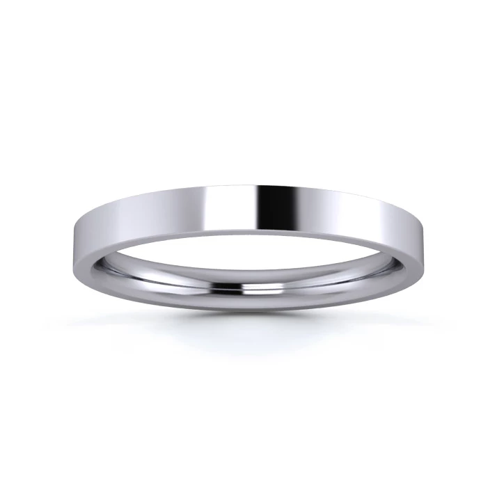 9K White Gold 2.5mm Medium Weight Flat Court Wedding Ring