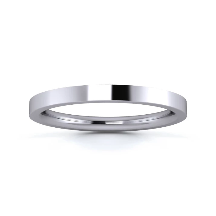 Platinum 950 2mm Heavy Weight Flat Court Wedding Ring