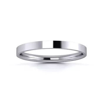 18K White Gold 2mm Light Weight Flat Court Wedding Ring