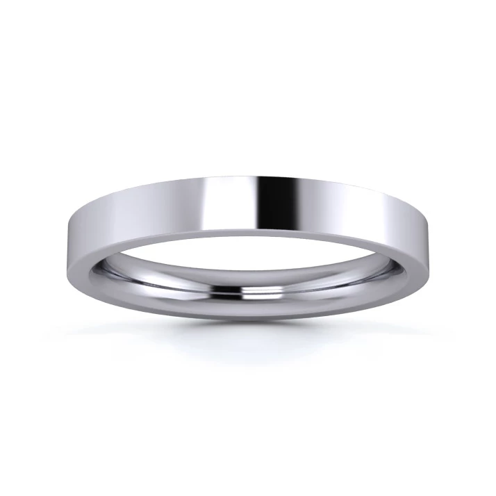 Platinum 950 3mm Heavy Weight Flat Court Wedding Ring