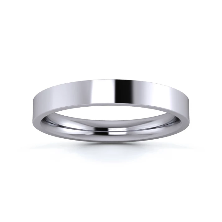 Platinum 950 3mm Medium Weight Flat Court Wedding Ring