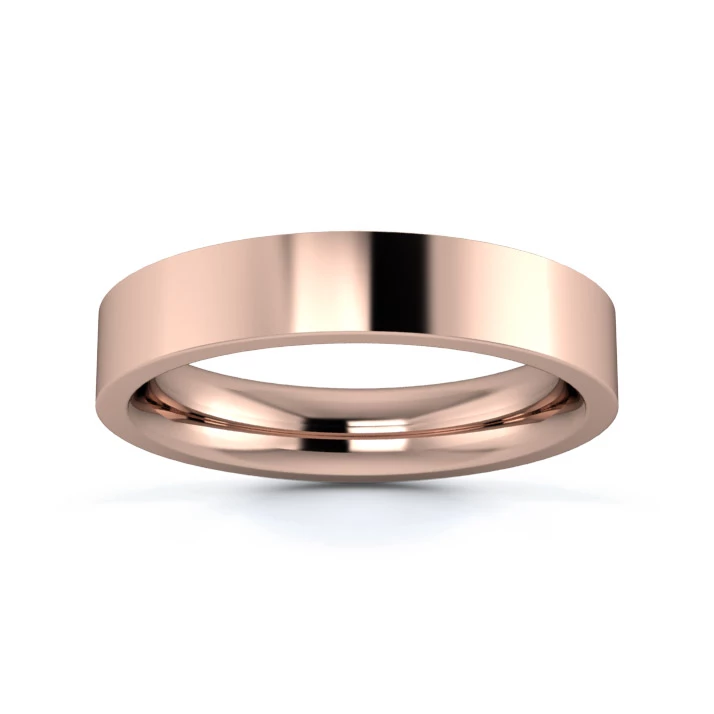 9K Rose Gold 4mm Heavy Weight Flat Court Wedding Ring