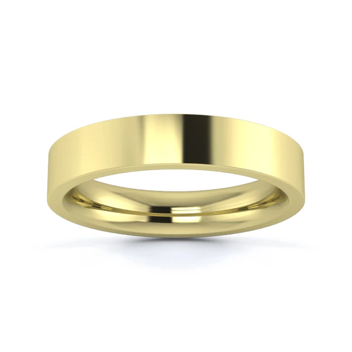 18K Yellow Gold 4mm Heavy Weight Flat Court Wedding Ring
