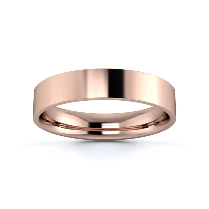 18K Rose Gold 4mm Light Weight Flat Court Wedding Ring