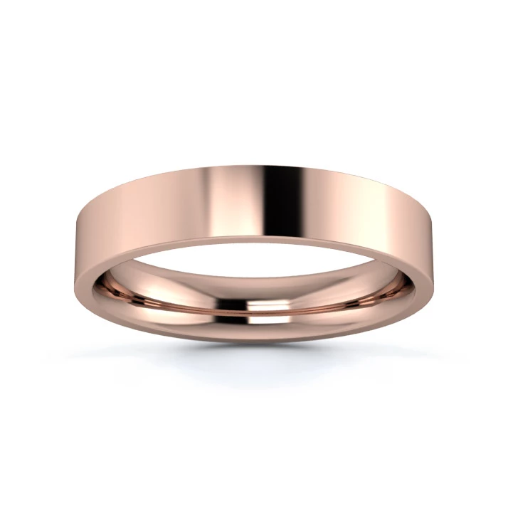 9K Rose Gold 4mm Medium Weight Flat Court Wedding Ring