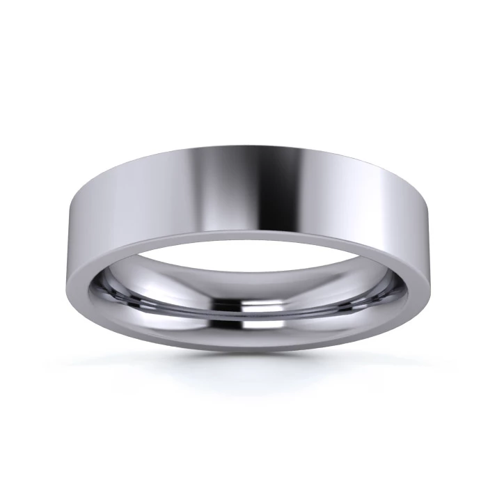 Platinum 950 5mm Heavy Weight Flat Court Wedding Ring