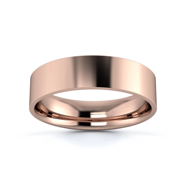 18K Rose Gold 5mm Light Weight Flat Court Wedding Ring