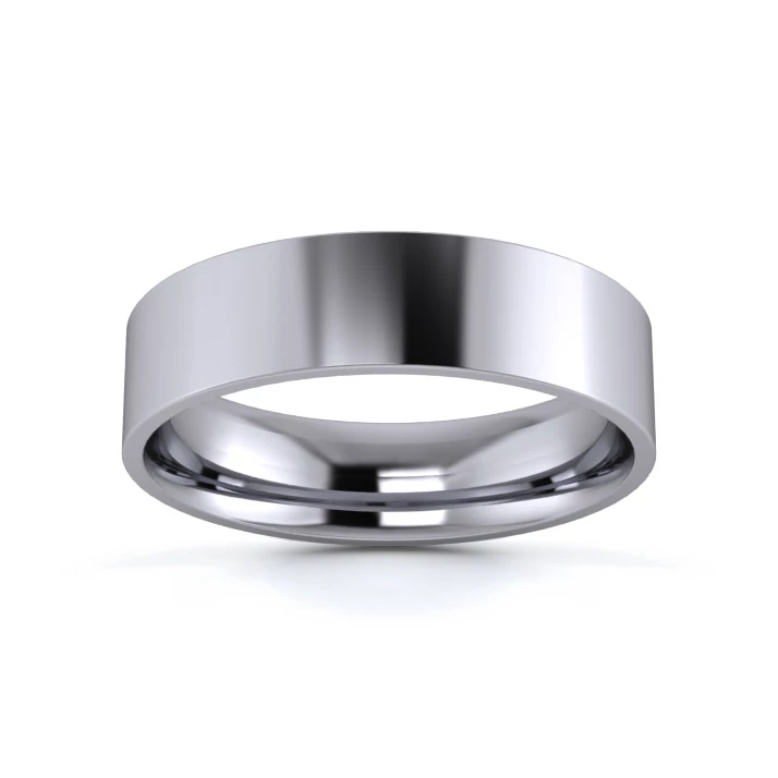 Platinum 950 5mm Light Weight Flat Court Wedding Ring
