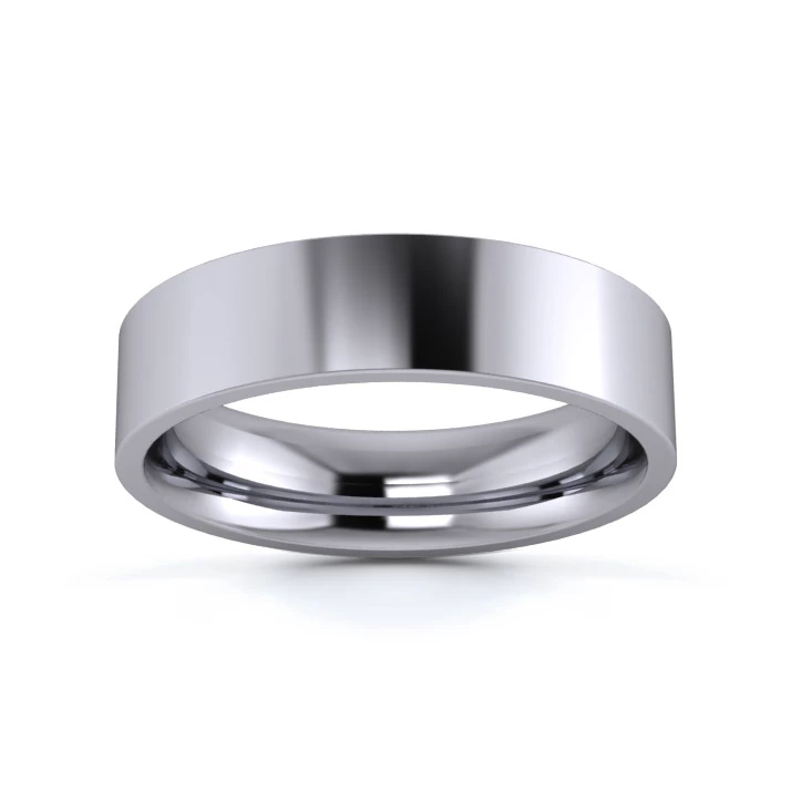 Platinum 950 5mm Medium Weight Flat Court Wedding Ring