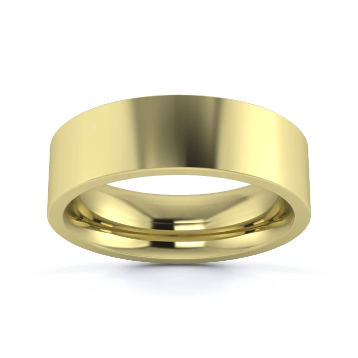 18K Yellow Gold 6mm Heavy Weight Flat Court Wedding Ring