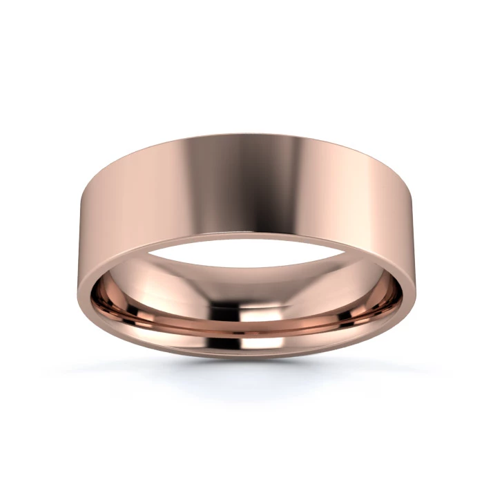 18K Rose Gold 6mm Light Weight Flat Court Wedding Ring