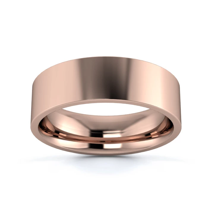 9K Rose Gold 6mm Medium Weight Flat Court Wedding Ring