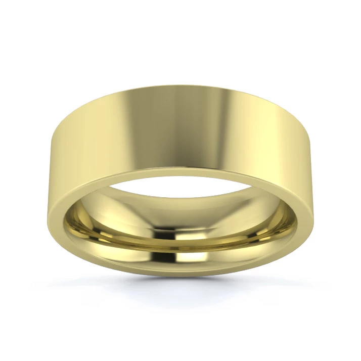 9K Yellow Gold 7mm Heavy Weight Flat Court Wedding Ring