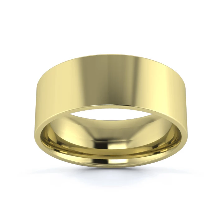 9K Yellow Gold 7mm Light Weight Flat Court Wedding Ring