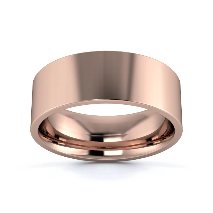 18K Rose Gold 7mm Medium Weight Flat Court Wedding Ring