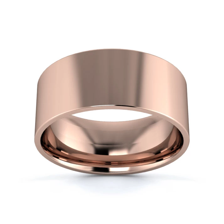 18K Rose Gold 8mm Light Weight Flat Court Wedding Ring