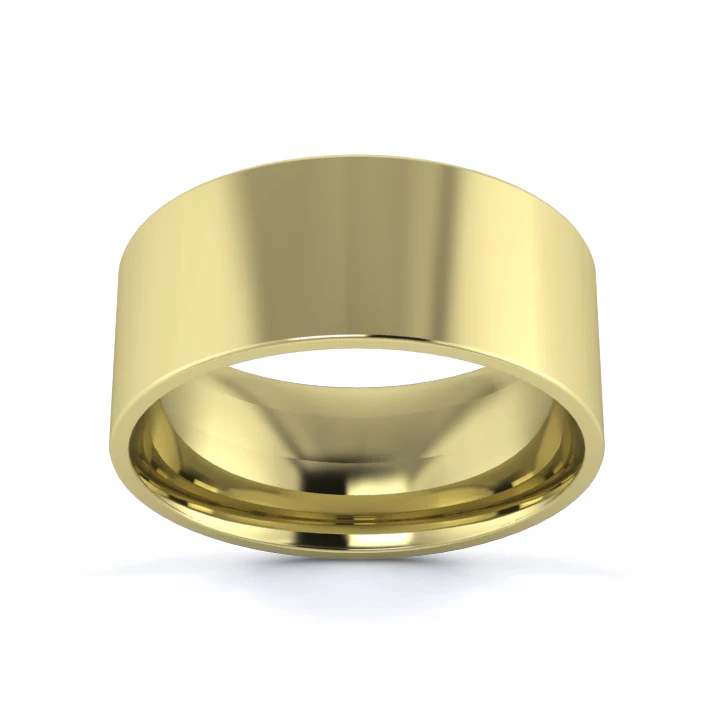 9K Yellow Gold 8mm Light Weight Flat Court Wedding Ring