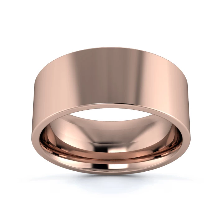18K Rose Gold 8mm Medium Weight Flat Court Wedding Ring