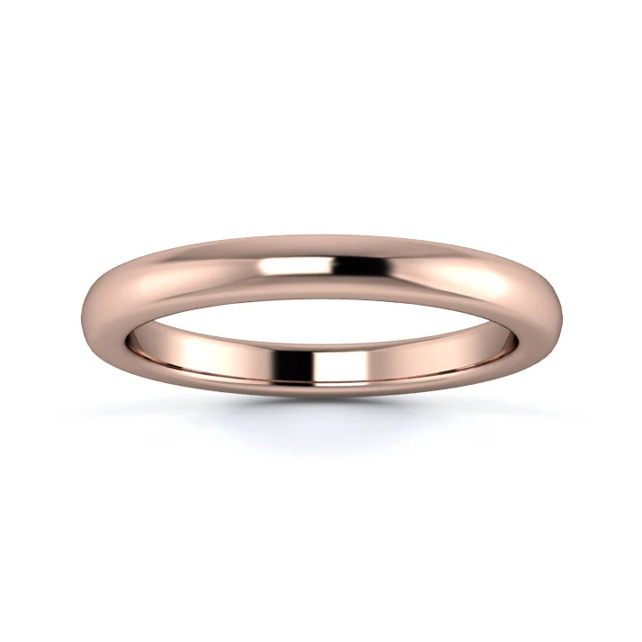 18K Rose Gold 2.5mm Heavy Weight Slight Court Flat Edge Wedding Ring