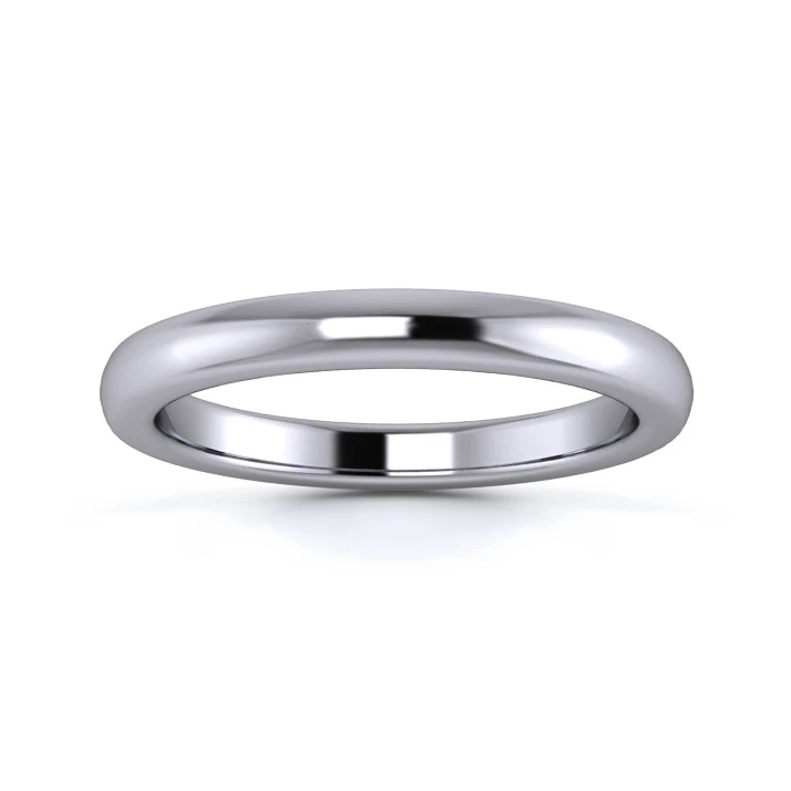 Platinum 950 2.5mm Heavy Weight Slight Court Flat Edge Wedding Ring