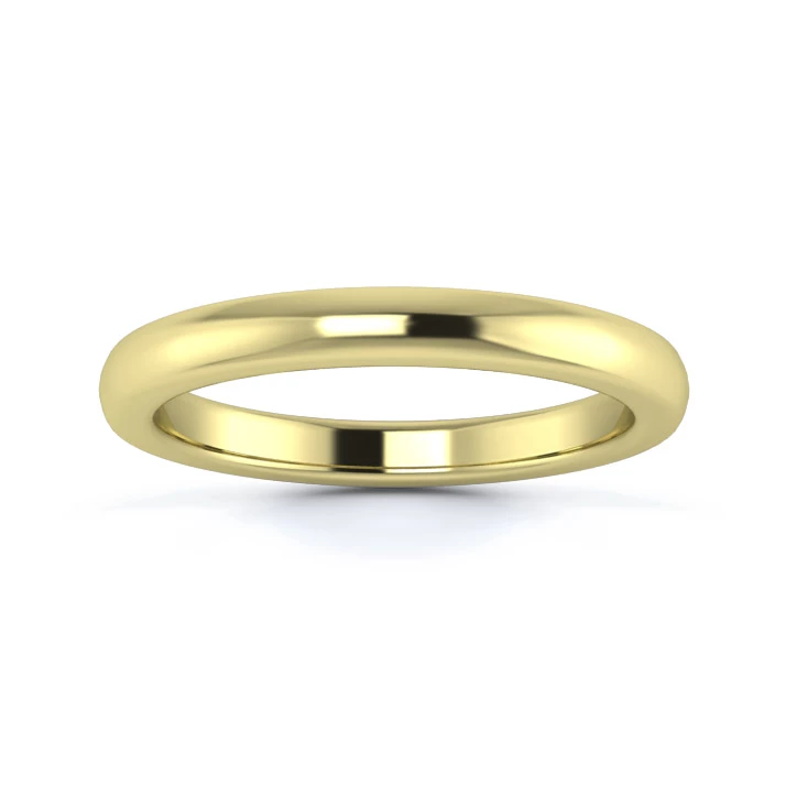 9K Yellow Gold 2.5mm Heavy Weight Slight Court Flat Edge Wedding Ring