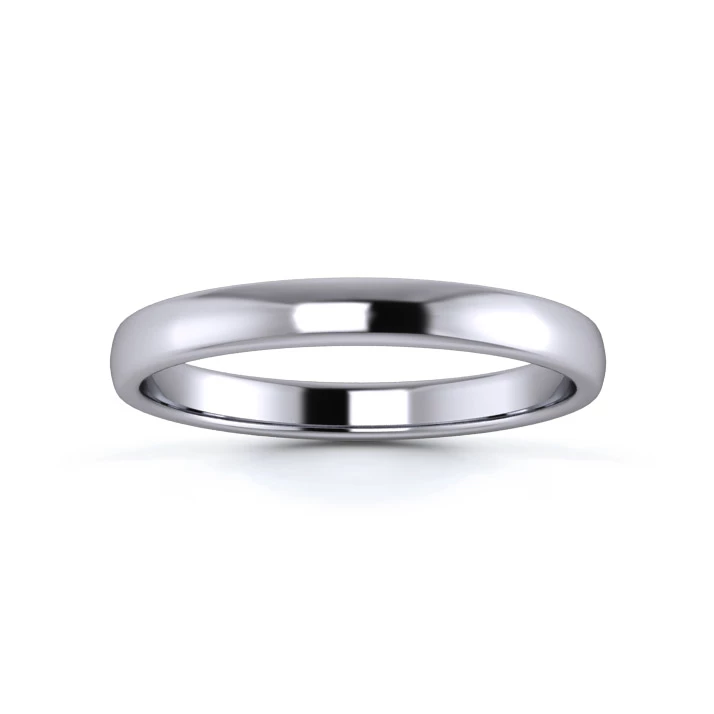 9K White Gold 2.5mm Light Weight Slight Court Flat Edge Wedding Ring