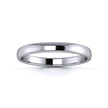 Platinum 950 2.5mm Light Weight Slight Court Flat Edge Wedding Ring
