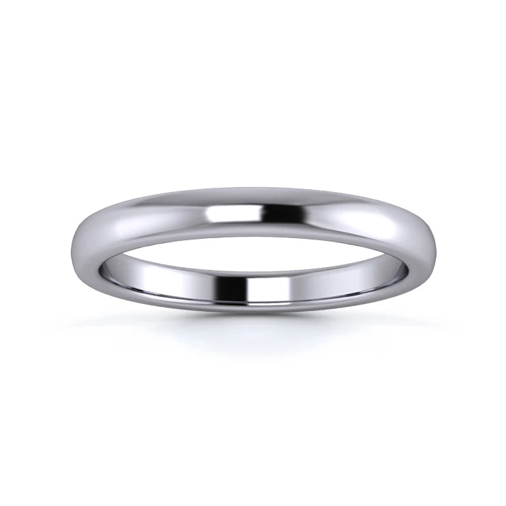 9K White Gold 2.5mm Medium Weight Slight Court Flat Edge Wedding Ring