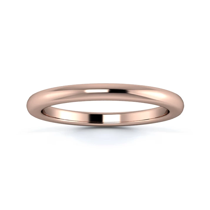 18K Rose Gold 2mm Heavy Weight Slight Court Flat Edge Wedding Ring