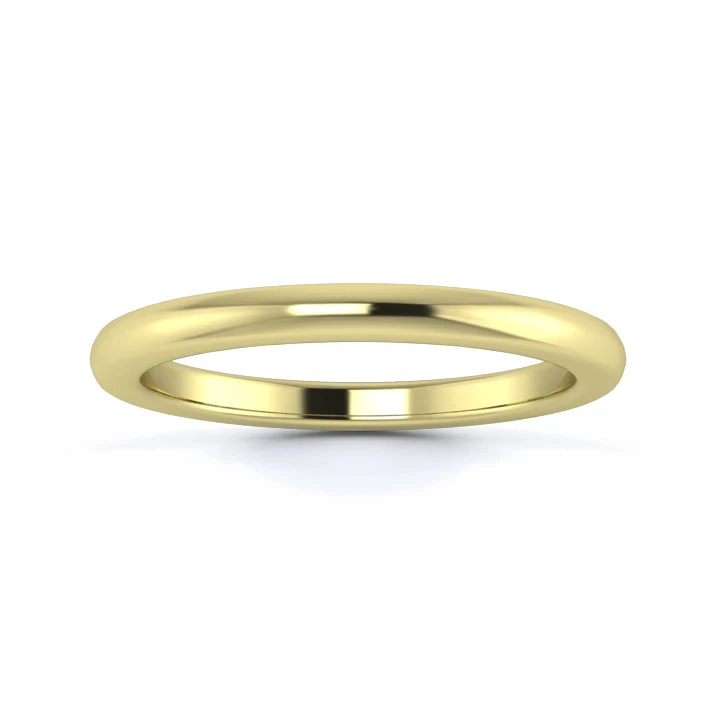 9K Yellow Gold 2mm Heavy Weight Slight Court Flat Edge Wedding Ring