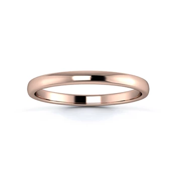 18K Rose Gold 2mm Light Weight Slight Court Flat Edge Wedding Ring