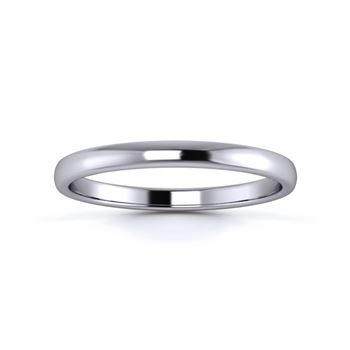 18K White Gold 2mm Light Weight Slight Court Flat Edge Wedding Ring