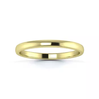 18K Yellow Gold 2mm Light Weight Slight Court Flat Edge Wedding Ring